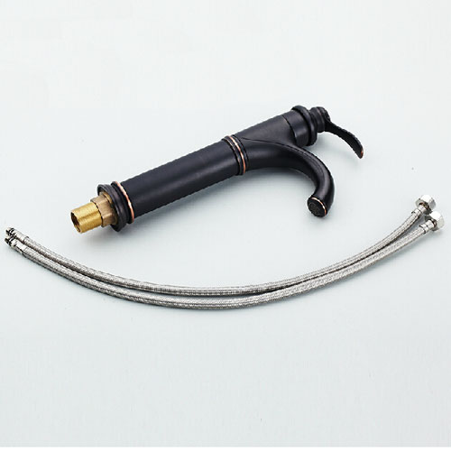 Wovier Waterfall Vessel Faucet with Supply Hose,Single Handle Single Hole Bathroom Faucet W8270-7